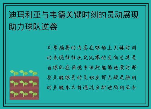 迪玛利亚与韦德关键时刻的灵动展现助力球队逆袭 迪玛利亚与韦德关键时刻的灵动展现助力球队逆袭