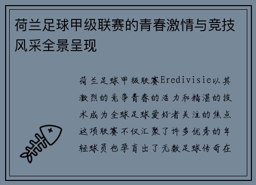 荷兰足球甲级联赛的青春激情与竞技风采全景呈现 荷兰足球甲级联赛的青春激情与竞技风采全景呈现